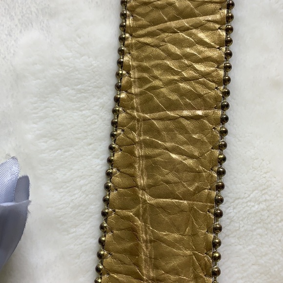 B.B. SIMON Gold Leather Studded Statement Glam Belt, M - Picture 5 of 16